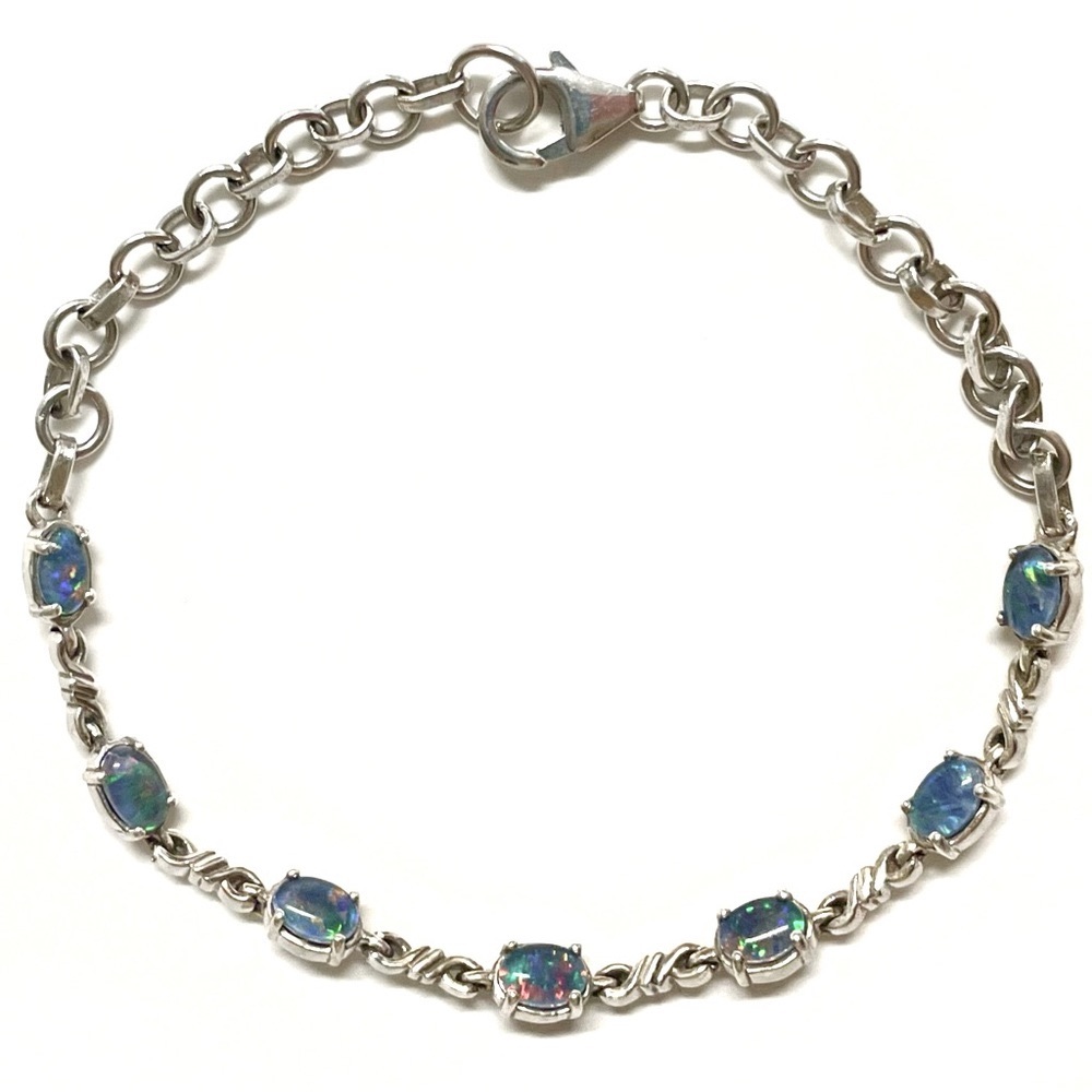 .925 Silver Australian Boulder Opal triplet Bracelet